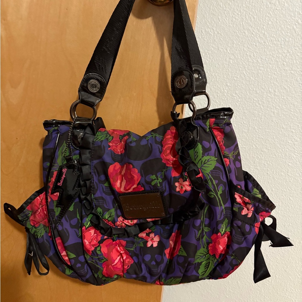 Floral Black and Red Women's Bag